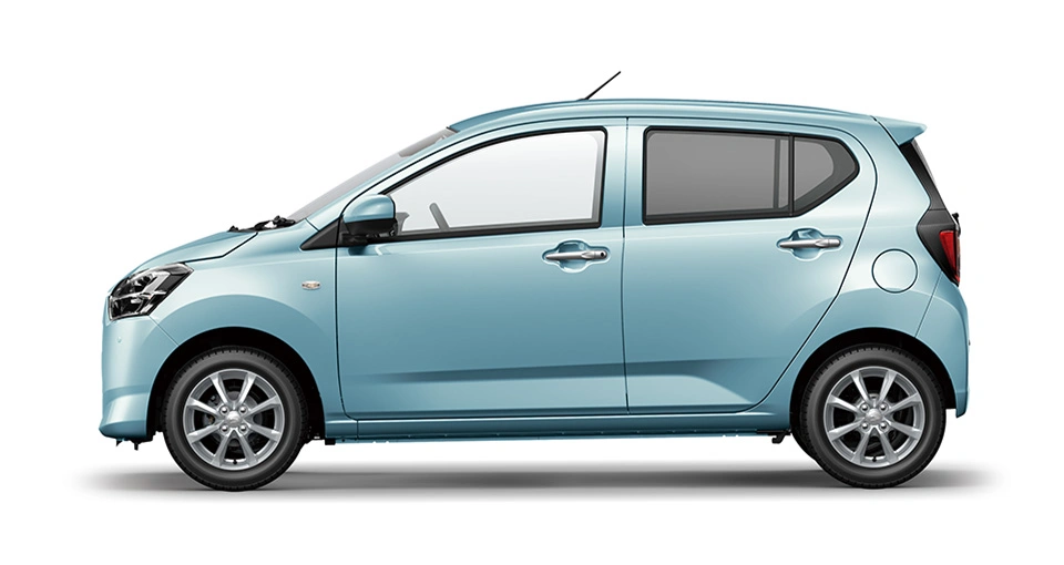 Side profile of 2025 Daihatsu Mira e:S X compact kei car