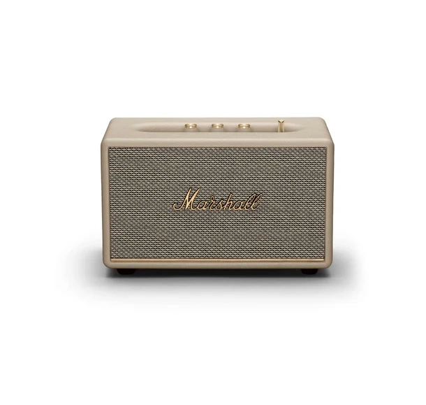 Compact Marshall Acton III on wooden shelf