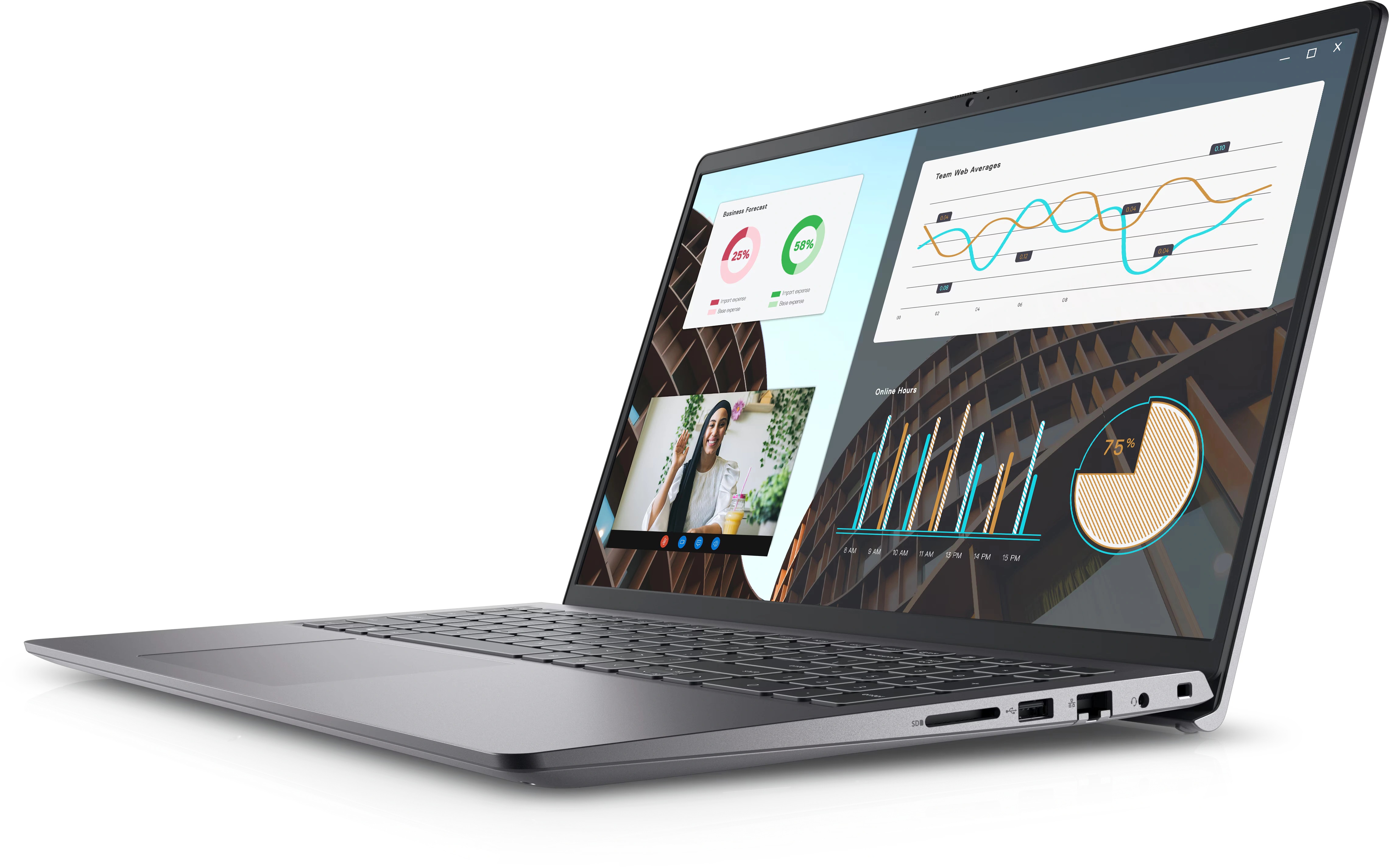 Dell Vostro 15-3530 13th Gen i3 Black Laptop – Side Angle