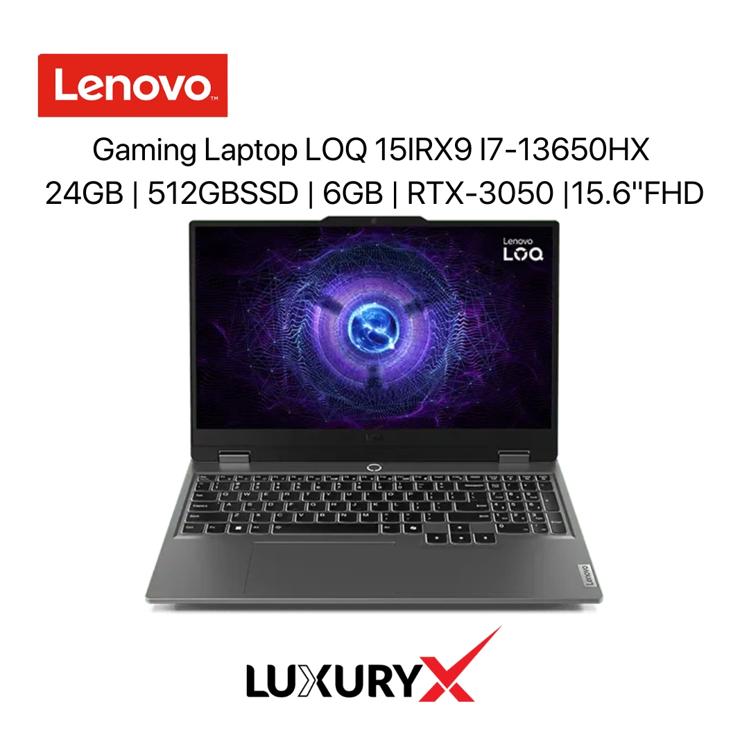 Lenovo Gaming Laptop LOQ 15IRX9 I7-13650HX 24GB | 512GBSSD | 6GB | RTX-3050 |15.6"FHD - 2023